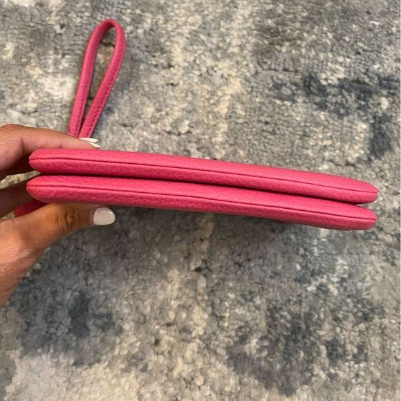 Coach Wristlet Double Zipper Small Wallet Pebbled Leather Watermelon #H1781 - Picture 4 of 15